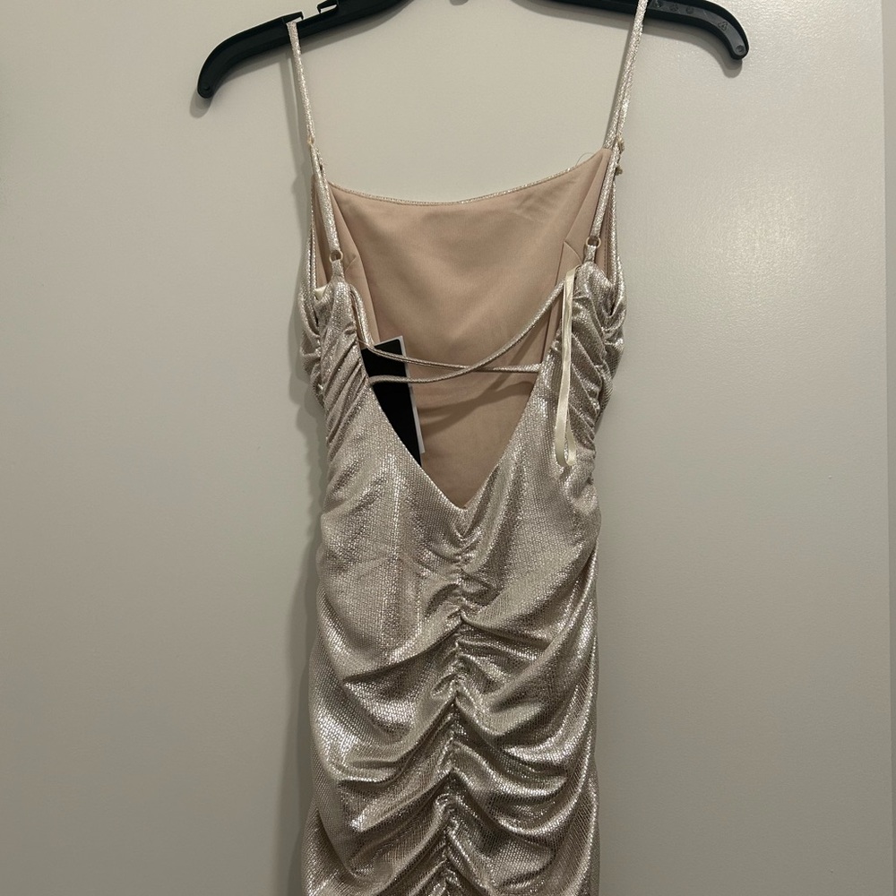 Gold Scrunched Macys Dress - Picture 3 of 4